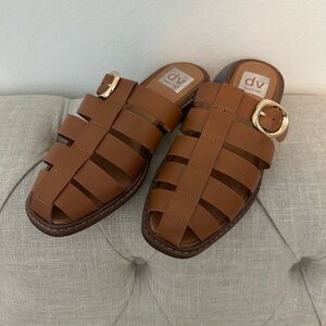 Dolce Vita Brown Fisherman Leather Sandals with Gold Buckle